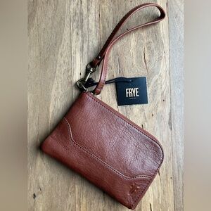 Frye Melissa Leather Wristlet Cognac